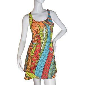Blissfully Brand Vibrant Retro Chic Taki Print Racerback Dress